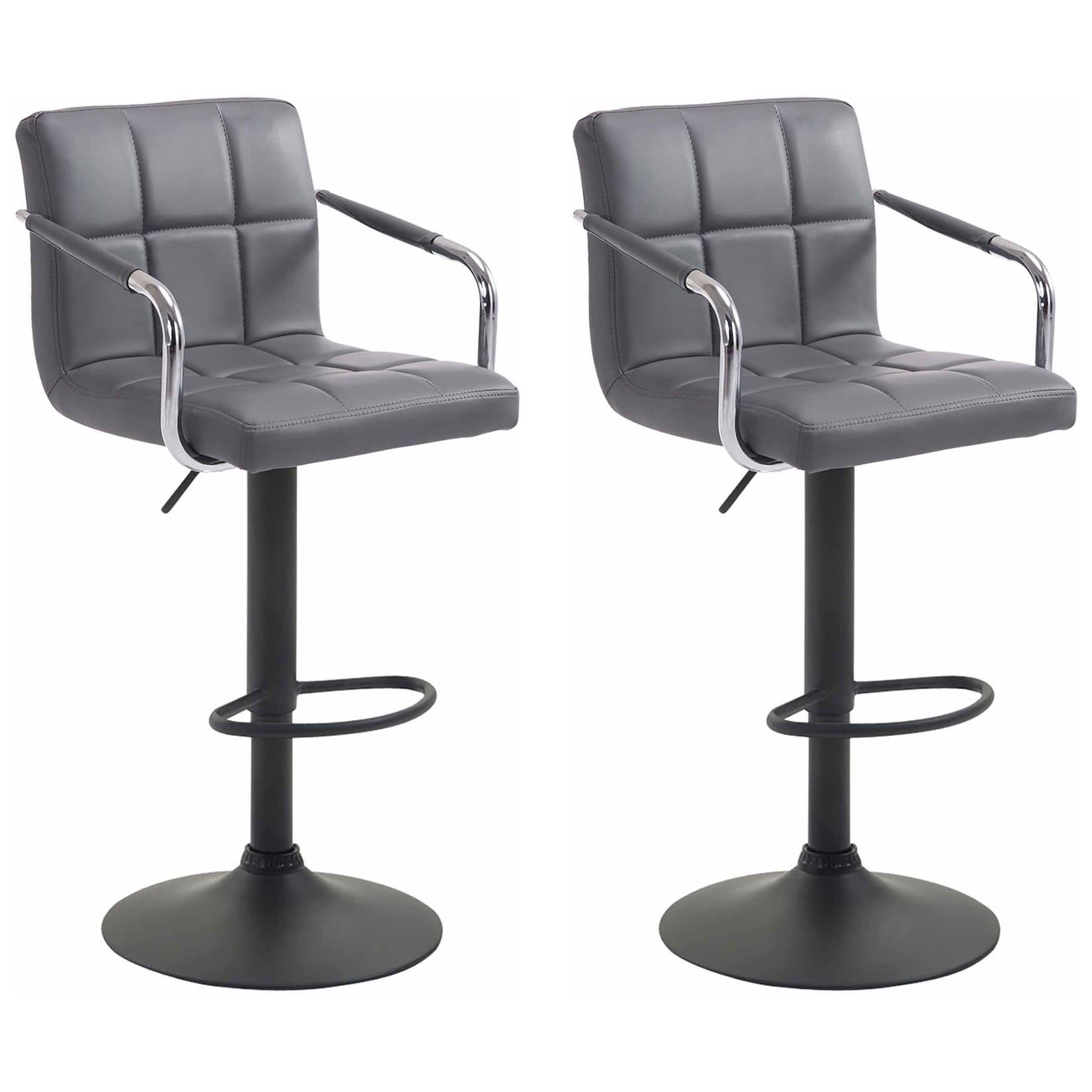 CLP 2er Set Barhocker Lucy V2 schwarz - Farbe: grau, Gestellfarbe: schwarz