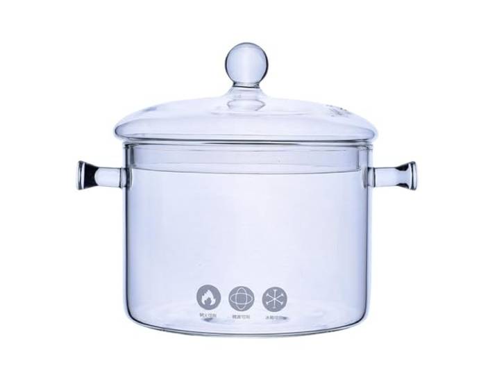 Glaskochtopf, mit Deckel, Instant-Nudeltopf, Pfanne, Glas, Kochgeschirr for Pasta(Transparent)