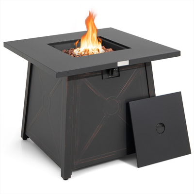 Costway 30 Inch Square Propane Gas Fire Table with Waterproof Cover