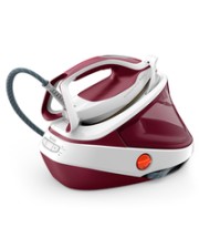 TEFAL Pro Express Ultimate II Dampfbügelstation automatische Temperaturanpassung für alle Textilien Durilium AirGlide Autoclean Bügelsohle Aufheizzeit: 2 Min. Dampfleistung: bis 155 g/Min. Extra-Dampfstoß: 590 7,5 bar Dampfdruck Tropf-Stopp Vertikaldampf (GV9711)