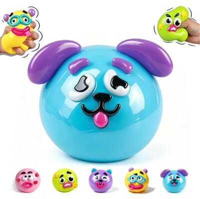 The Handy Homestead Smushers Dog Face Squishy Toy Slow Rise Sensory Fidget Stress Relief Gift blue