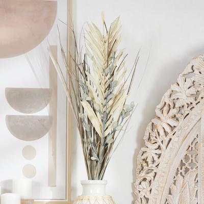 ARCILLA ELEMENTAL Beige or Light Brown Dried Plant Handmade Tall Floral Grass Bouquet Palm Leaf Natural Foliage