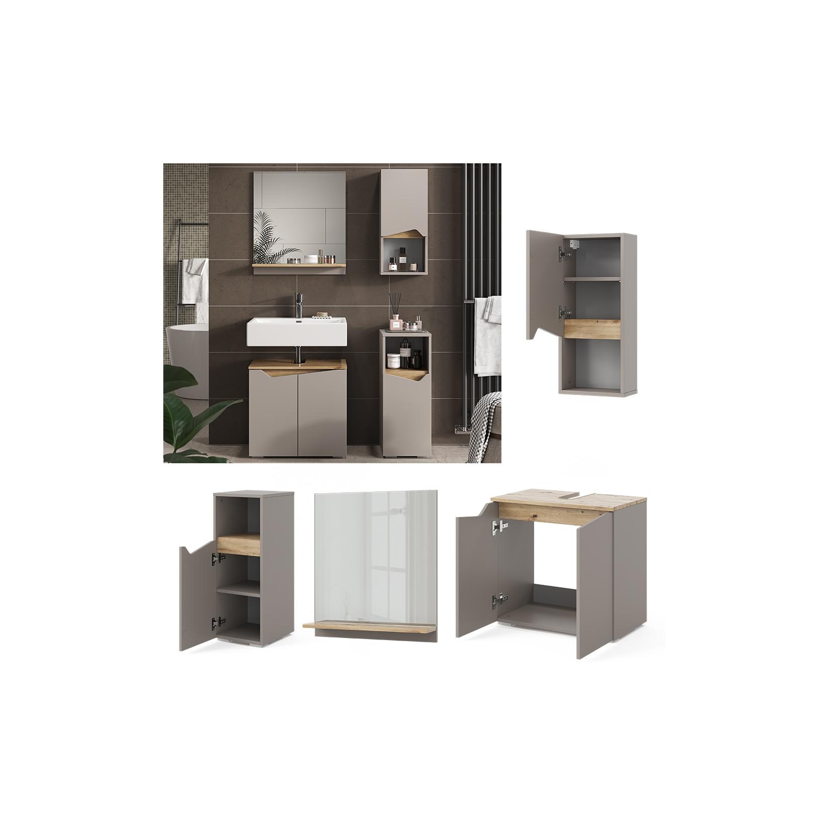 Vicco Badmöbel-Set Marelle Greige Eiche 4 Teile