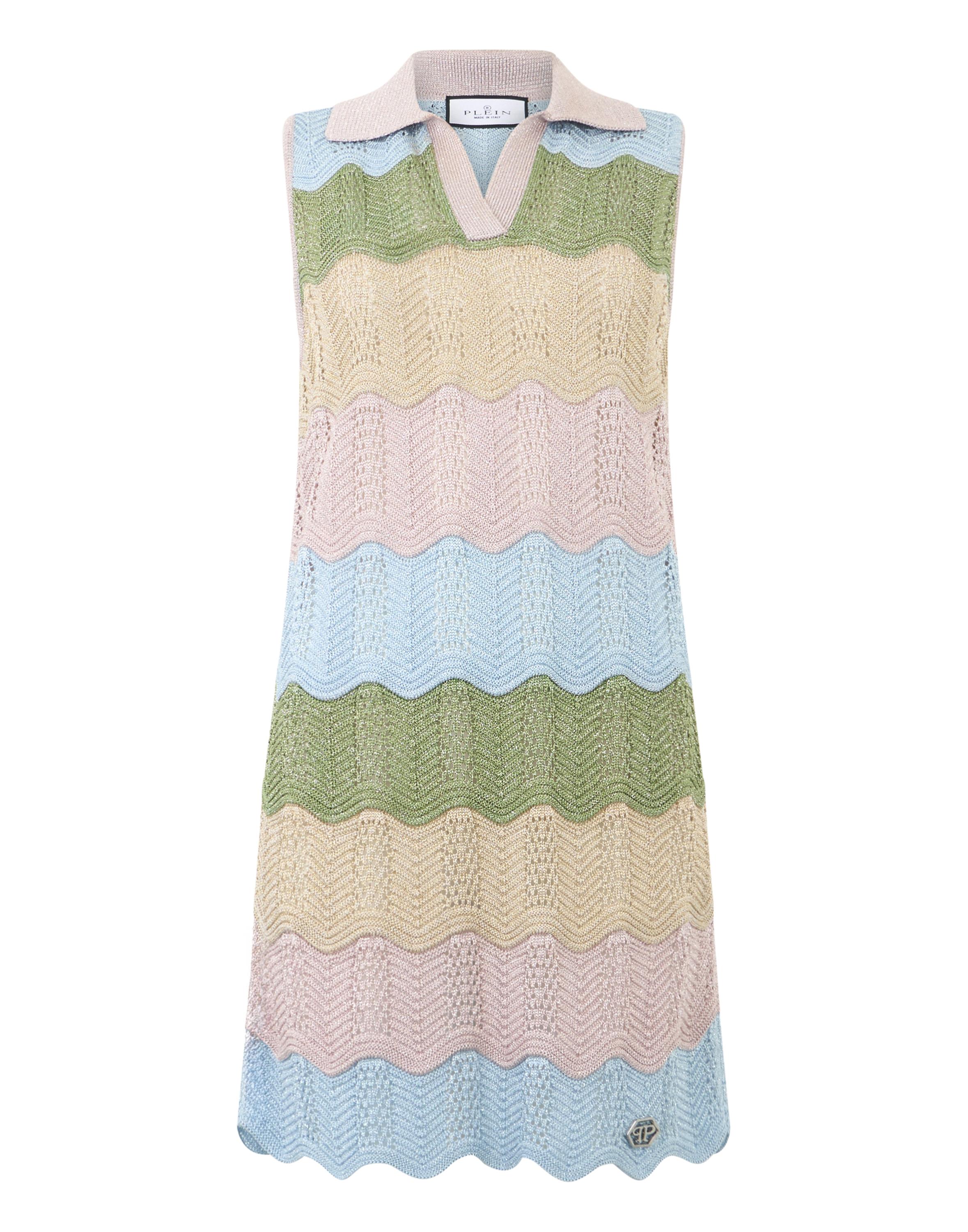 Polo Neck Mini Dress Color Wave