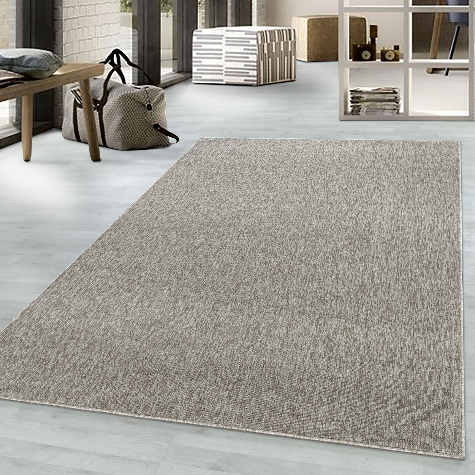 home24 Laagpolig vloerkleed Nizza beige, 120 x 170 cm, polyester