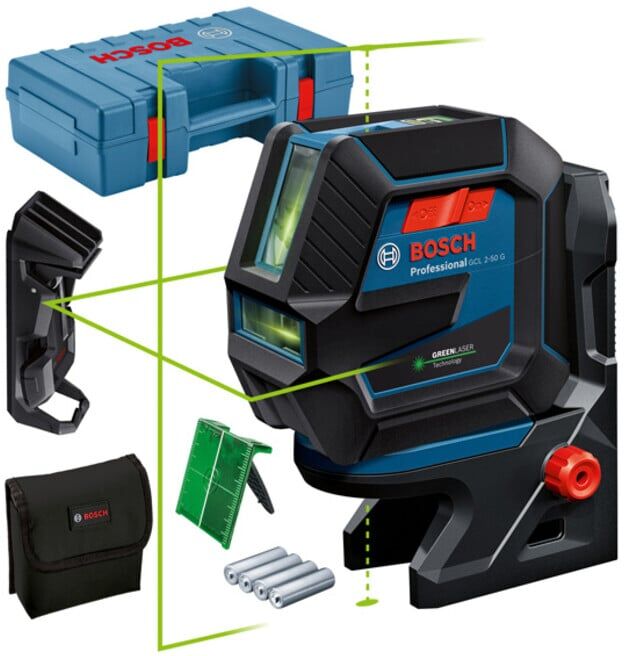 BOSCH Combi Laser GCL 2-50 G avec pince de plafond et mallette d'artisan (0601066M02)
