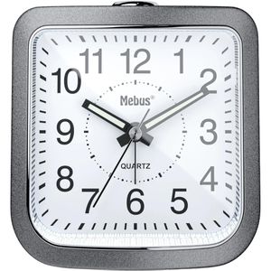 Mebus Wecker 56988, grau, analog, Quarzuhr