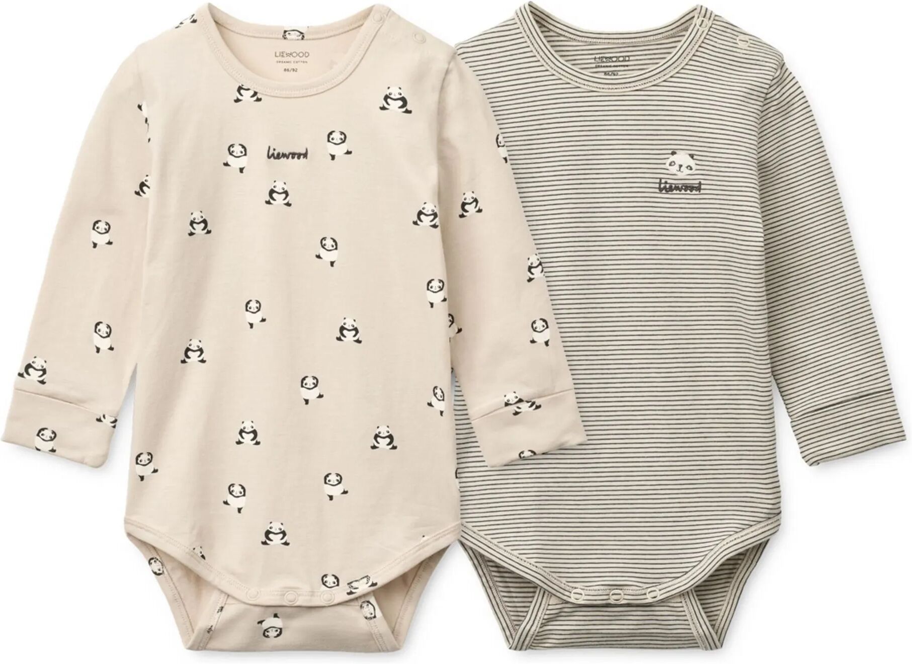 Liewood Lot 2 Bodies Yanni Pandas Coton Bio Beige 0/2 mois