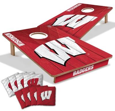 Skip's Garage Wisconsin Badgers NCAA Tailgate Cornhole Board Set