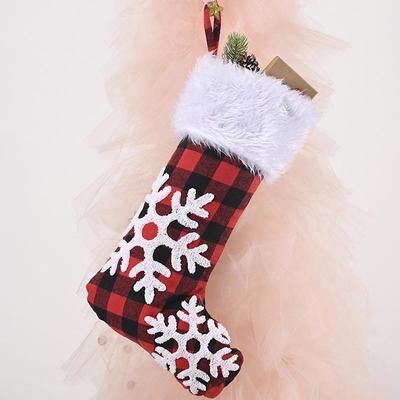 Snug & Styled Christmas Snowflake Stocking Ornament Gift Bag Hanging Tree Decoration snowflake