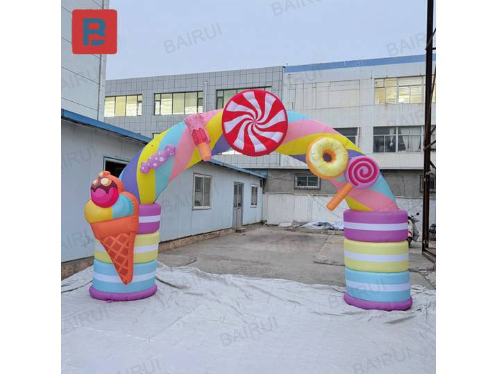Arche gonflable en forme de bonbon, avec souffleur, pour la décoration d'activités pour enfants dans les centres commerciaux et les places en extérieur