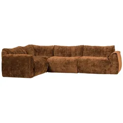 Ecksofa Baggy 3D-Chenille-Stoff, modern, links, mittelbraun, vielseitig kombinierbar