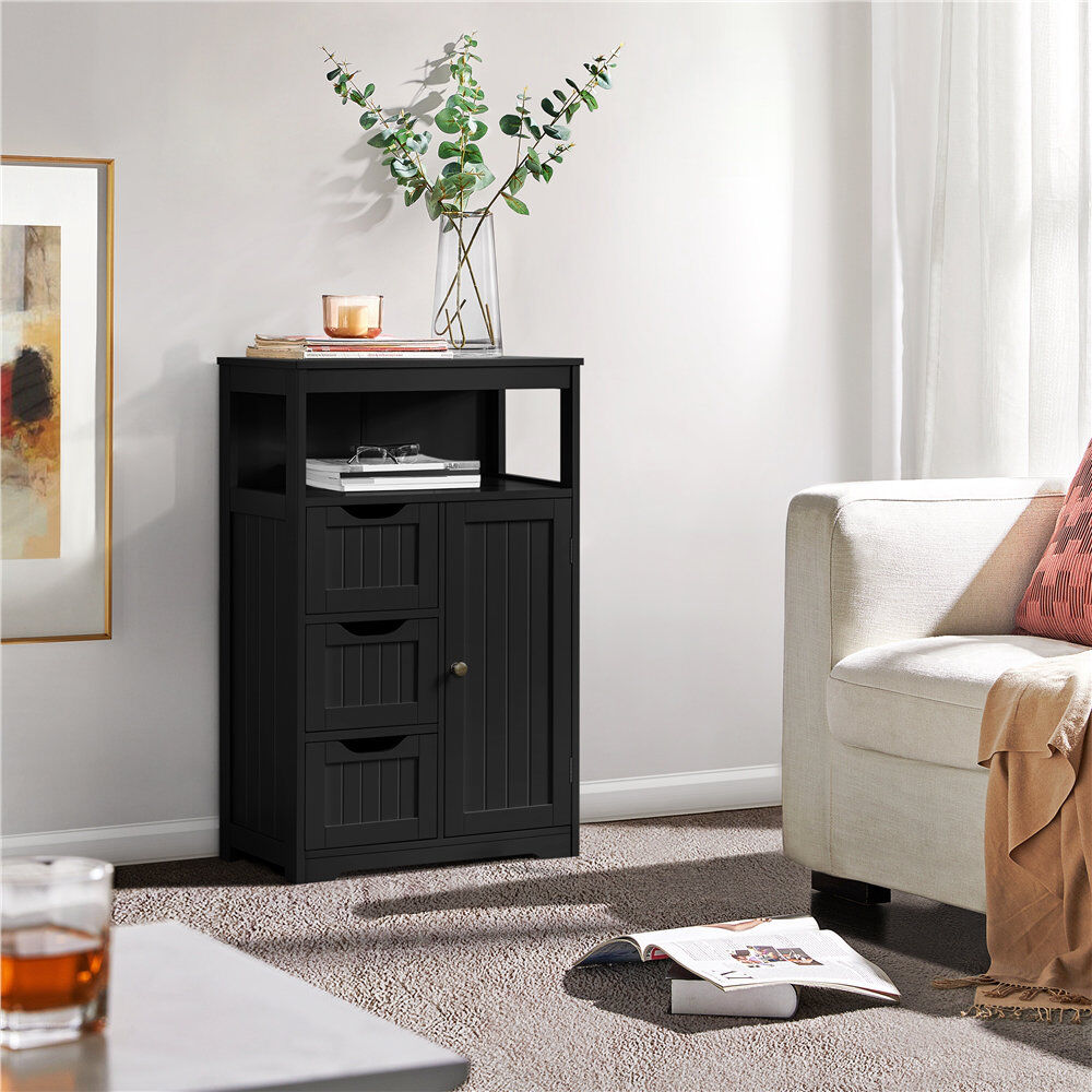Yaheetech Freestanding Bathroom Cabinet Black 86.5cm H X 55.5cm W X 29.5cm D
