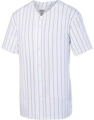 Augusta Sportswear 1685 Athletic Pinstripe Full-Button Jersey T-Shirt in White/Royal size 2XL   Polyester