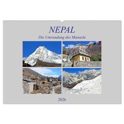 NEPAL, die Umrundung des Manaslu (Wandkalender 2026 DIN A2 quer), CALVENDO Monatskalender