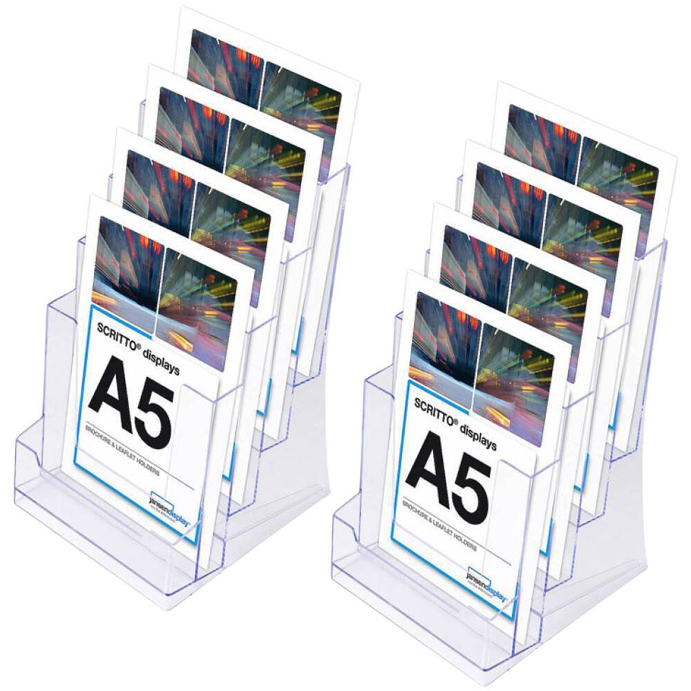 Showdown® Displays SL Tischprospekthalter A5 4-Fach transparent 4DA5P-2PRINT