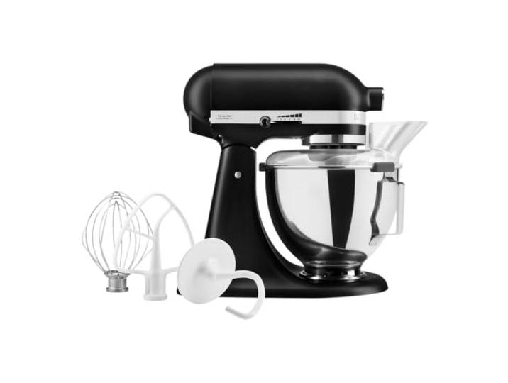 KitchenAid Classic 4,3L Küchenmaschine mit Schwenkkopf, 10 Stufen mit Sanftanlauf, Flachrührer, Knethaken & Schneebesen, Planetenrührwerk, 59 Schüsselkontaktpunkte, Black Matte