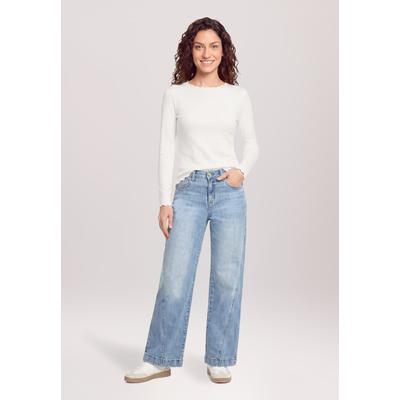 Stretch-Jeans CARTOON "Damen im Used-Look", Damen, Gr. 42, Normalgrößen, blau, Obermaterial: 99% Baumwolle, 1% Elasthan, weit, Jeans