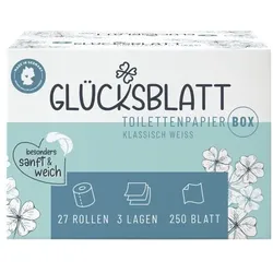 GLÜCKSBLATT Toilettenpapier Klassisch Weiß 3-lagig 27 Rollen (1 Box à 27 Rollen) weiß