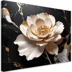 WANDBILD, Beigefarbene Marmorblume Glamour