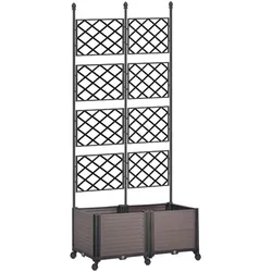 Hardin 1fachgut 2er Mobiler Pflanzkasten mit Rankhilfe, ca. 40 x 80 x 141 cm - Braun