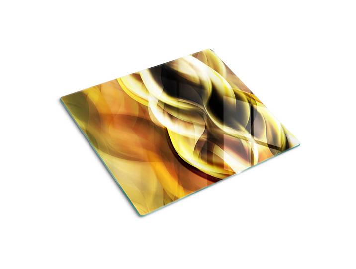 Tulup Glasplatte 60x52 cm Goldenes Licht, Goldfarben, Glas, 60x0.4x52 cm, Küchen, Küchenelektrogeräte, Herde, Herdabdeckplatten