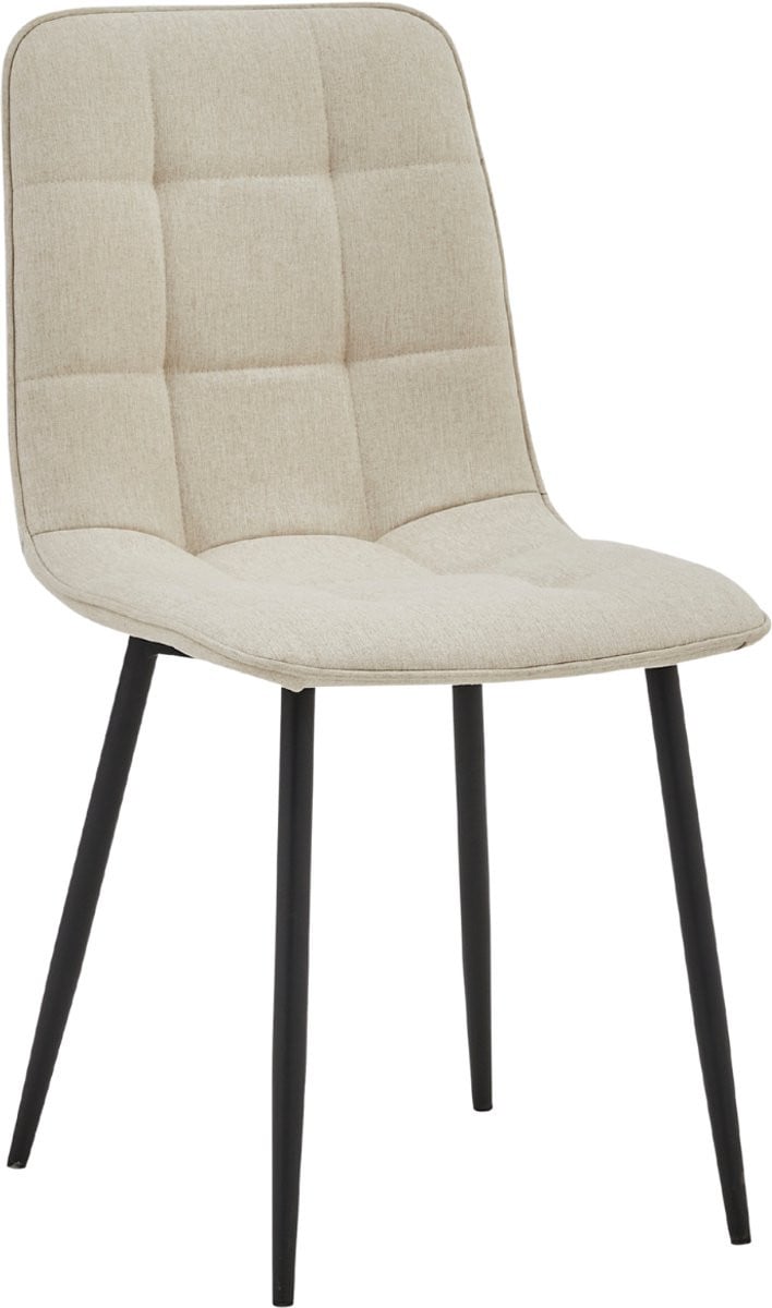 Colenis Bloqs Eetkamerstoel – Beige – Linnen – Set van 6