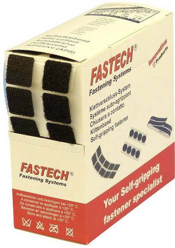 FASTECH B20-SQ999905 Klettquadrate zum Aufkleben Hotmelt Haft- und Flauschteil (L x B) 20 mm x 20 mm Schwarz 460 Teile