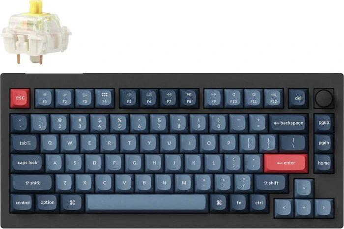 Keychron V1 Max Swappable RGB Backlight Banana Switch - Black - Knob Version, US