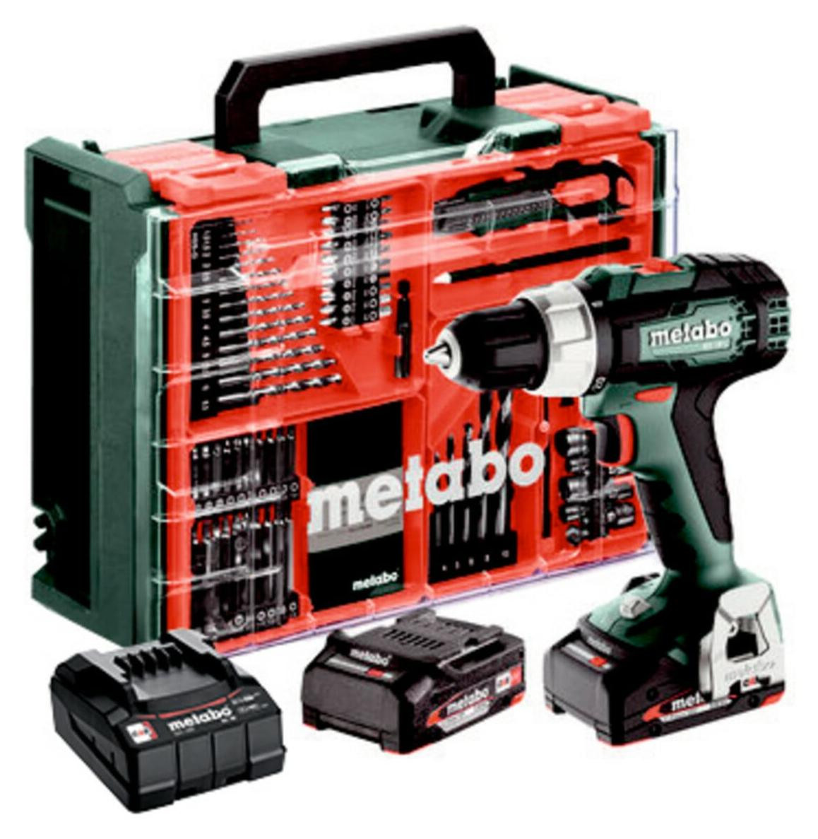Metabo accuschroefboormachine BS 18 L set met 2x 2 Ah Li-Power accu's, oplader en accessoires in kunststof koffer