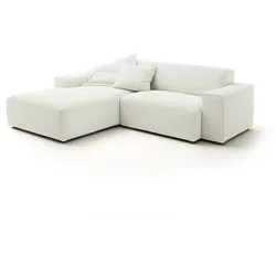 KAWOLA Sofa RANI Ecksofa Feincord weiß Recamiere links