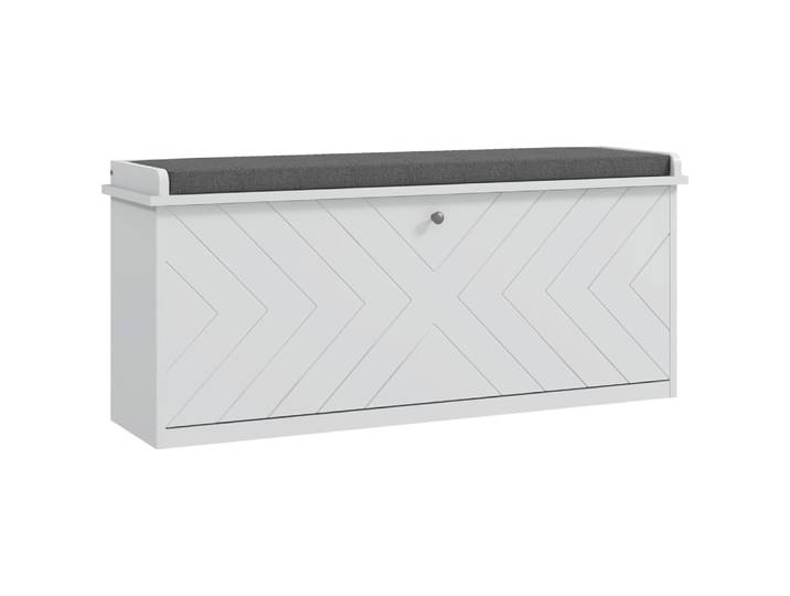 Banc à chaussures tiroir rabattable en métal blanc