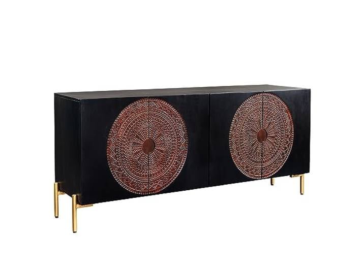 Riess Ambiente Sideboard Mandala - 160x76x38cm - schwarz - Mangoholz