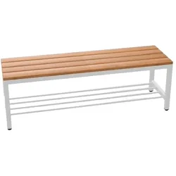 CEHA Garderoben- und Umkleidebank 100 cm Breite mit Holzleisten und Schuhrost Gestell lichtgrau (RAL7035)