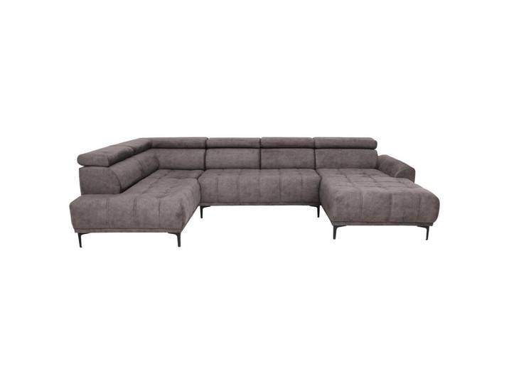 Stylife Wohnlandschaft Cancun, Braun, Metall, 4-Sitzer, Ottomane rechts, U-Form, 340x191 cm, Typenauswahl, Stoffauswahl, seitenverkehrt erhältlich, Hocker erhältlich, Wohnzimmer, Sofas & Couches, Wohnlandschaften, Wohnlandschaft U-Form