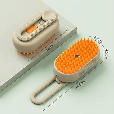 Uplifted Finds 1Pc Pet Steam Spray Massage Brush Folding Rotatable Hair Removal Comb khaki