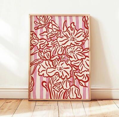 Inspire Essentials Beige Floral Line Wall Art Minimalist Botanical Canvas Decor 16 40x60cm No Frame