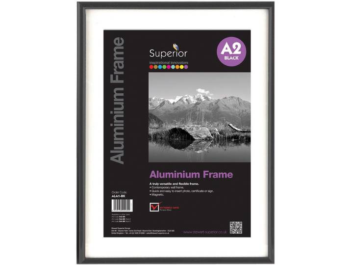 Seco fotolijst - A2 - 42 x 59.4cm - zwart geborsteld aluminium - 11mm frame