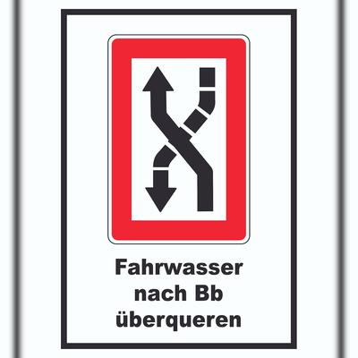 HB-Druck Fahrwasser nach Backbord zu überqueren Symbol und Text A4 (210x297mm)