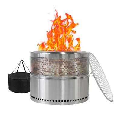 MODFU Raucharmes Feuerstelle Edelstahl 40x50x50cm Silber tragbar für Außenbereich mit 360 Grad Wärmeverteilung,schnell montierbar,leicht zu reinigen 1 Paket