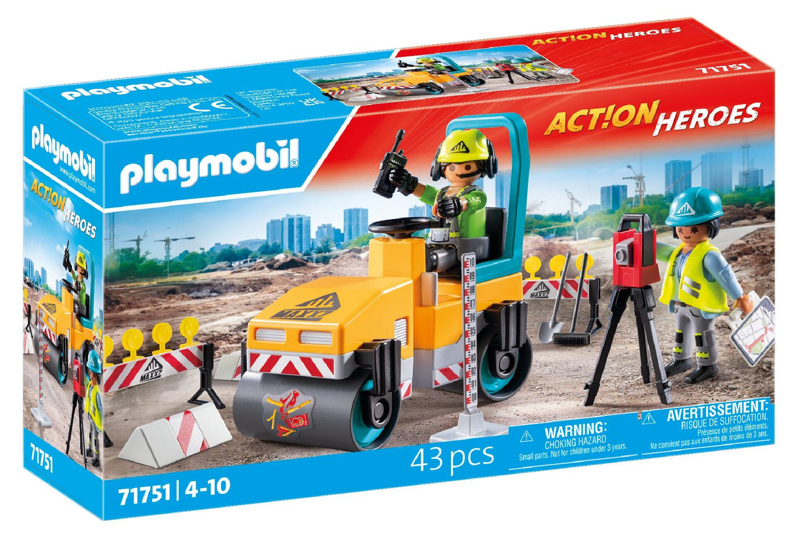 Playmobil 71751 Bouwvakkers met Wals en Signalisatie Action Heroes Bouwwerk 43 Delen