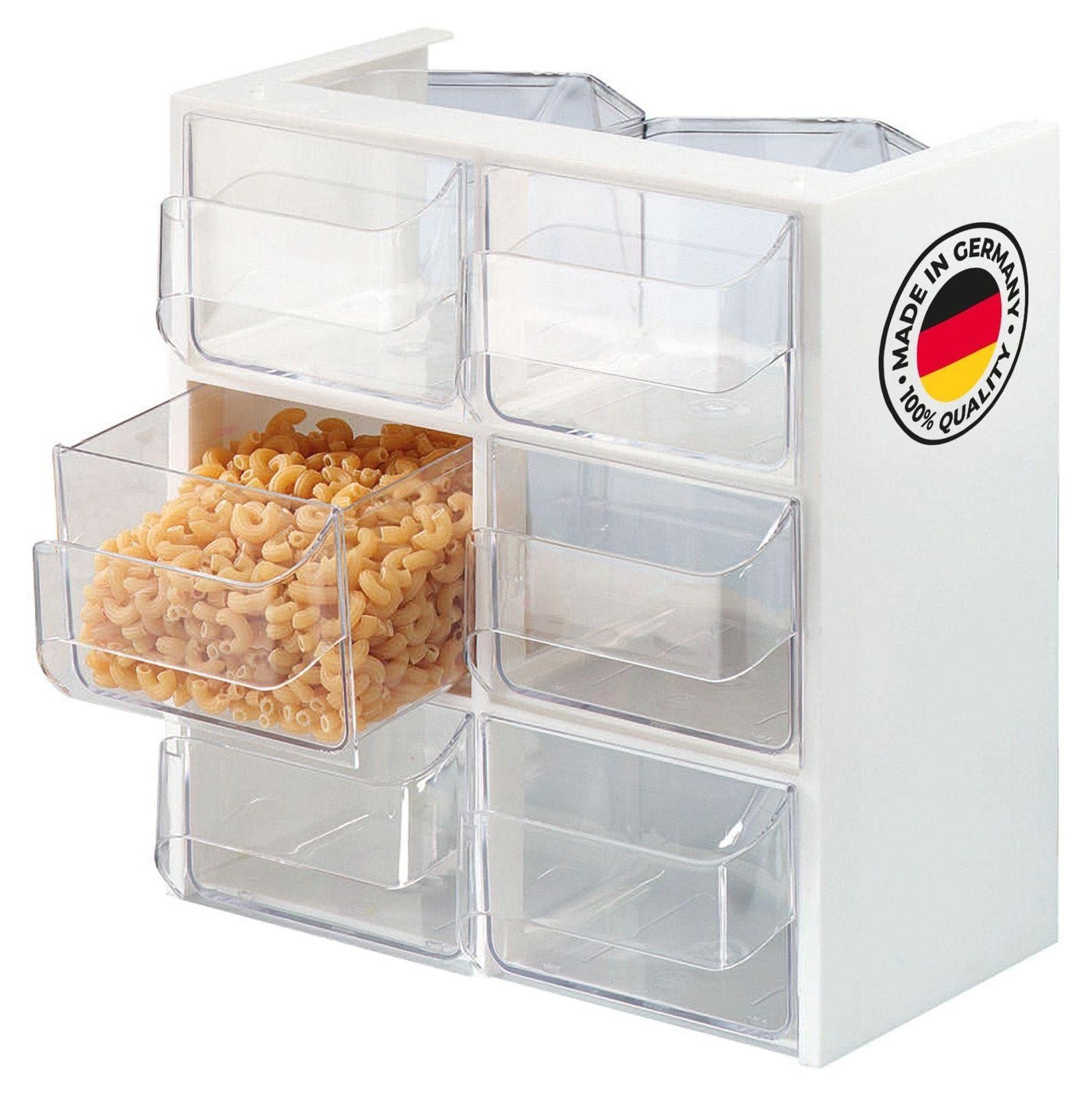 Dripio Opbergbox met 6 transparante containers van 1 liter, wit