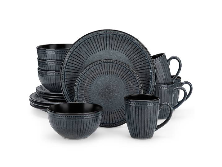 vancasso -Ensemble d'assiettes en céramique d'instituts, 16/32 pièces, noir, indépendant, britannique, avec 4/8 pièces queplate/dessert/bol/tasse à céréales