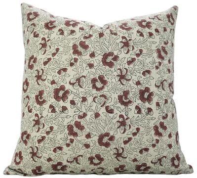 Fabdivine Boho Linen Hand Block Print Throw Pillow Cover Accent Farmhouse Decor, Saundrya