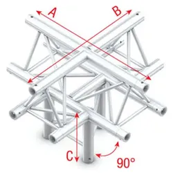 Milos Deco-22 Triangle truss - Cross + down 5-way - apex up ACM52 - 90° corner
