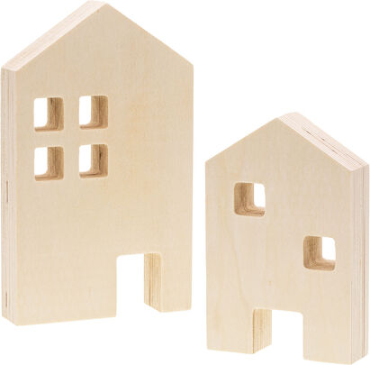 Häuser aus Holz, 20 x 12 cm und 15 x 10 cm, 2 Stück