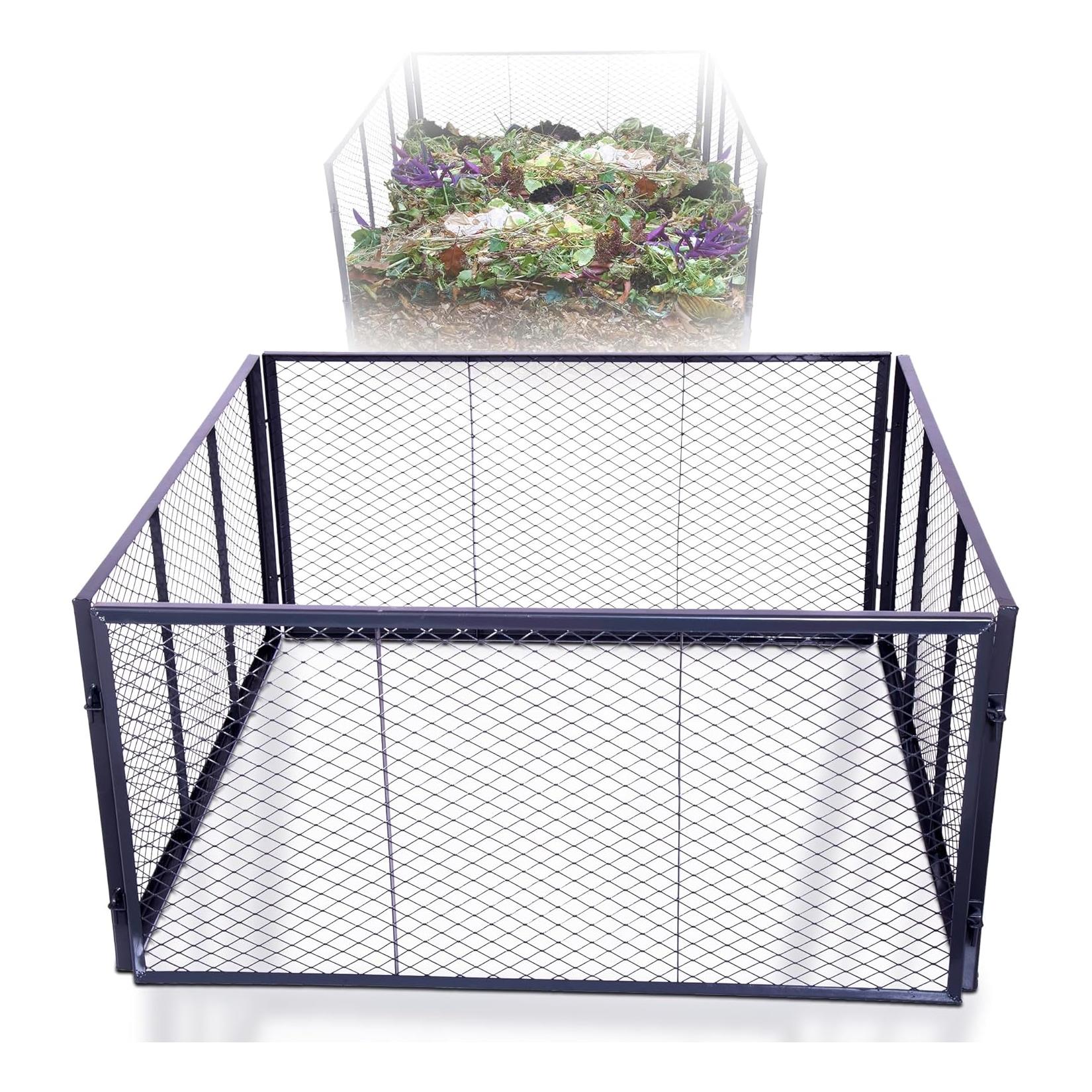 Novatool Garten-Komposter Metall 100x100x50 cm , mit erweiterbarem Stecksytem , pulverbeschichteter Metallkomposter mit 500 Liter Volumen , Draht Kompost Kompostgitter Kompostkiste Bio Rasenkomposter