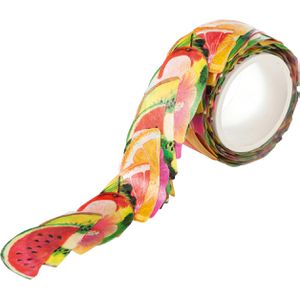 Folia Sticker 26506 Washi-Sticker Tropical, Tropische Blumen und Früchte, 200 Aufkleber, 200 Stück