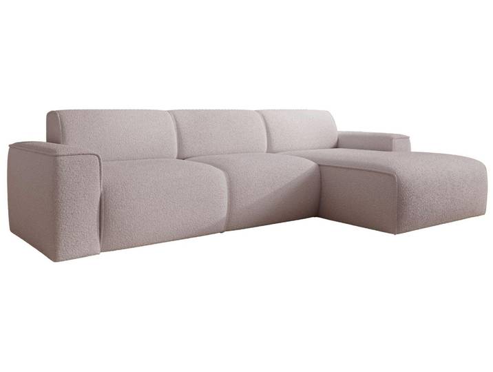 Selsey Bouvi – Canapé d'angle\, pouf à droite\, beige\, bouclé