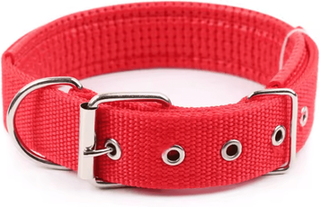 Uplift Curations Solid Nylon Dog Collar Adjustable Collar For Small, Medium & Large Dogs red s